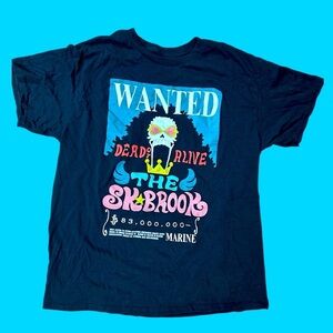 One Piece - Ripple Junction - Large Black The Sk Brook Wanted T Shirt - 🏴‍☠️